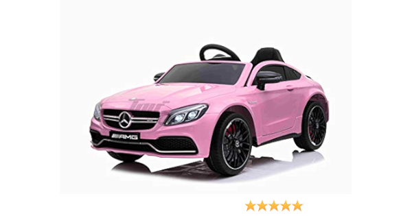 Toyzz Kids Licensed Mercedes Benz C63 Amg Ride On Car 12v Battery Remote Pink Amazon Co Uk Toys Games