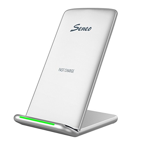 Seneo Cargador Inal  mbrica 10W Qi iPhone X  8  8 plus Carga R  pida para Samsung Galaxy S8 S8 plus  S7 S7 plus note 5  Compatible con Nokia Lumia  Google Nexus  Color Plata