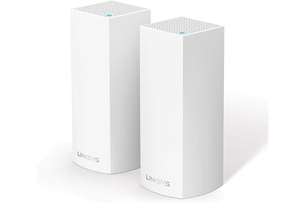 Linksys Système Wi-Fi 5 Mesh Triple Bande Velop Whw0302 Ac2200 (Routeur Wlan, Répéteur Amplificateur de Signal Jusqu’à 350 M2, pour Plus de 40 Appareils, 4 Ports ethernet, Pack de 2, Blanc)
