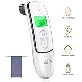 Ear and Forehead Thermometer, Misiki Digital Infrared Thermometer Medical Professional Accurate Precision for Baby Kids Adult 4 in 1 Temperature with 1 Sec Measure, 20 Readings Memory, Fever Alarm