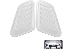 WeFoonLo Decorativo Car Flow Aspirazione Copertura Universale Hood Scoop Body Kit, 2 Pack Auto e Camion Vent Accessori ABS Esterno Adesivo Lucido (Bianco)