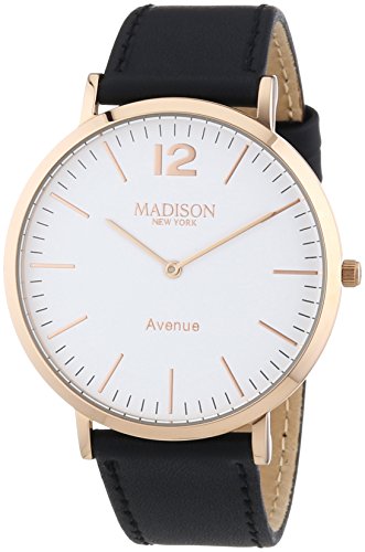 MADISON NEW YORK Unisex-Armbanduhr Avenue Analog Quarz Leder G4741C4