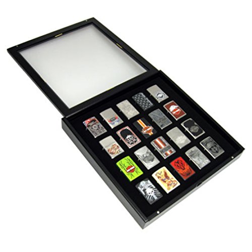 Sammler-Vitrine für 20 Zippo Feuerzeuge, schwarzes Holz - 3
