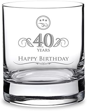 AMAVEL โ Engraved Whisky Glass โ 40th Birthday โ Elegant Tumbler โ 40 years โ Standard โ Birthday Gift โ Menโs gifts โ Gifts for Men โ Capacity: 320 ml