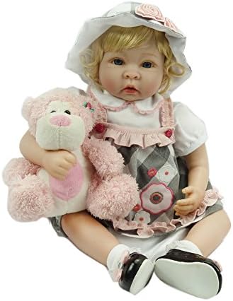 22"/55cm Lifelike Realistic Soft Vinyl Silicone Reborn Baby Doll Real Life Like Newborn Dolls Blonde Hair Xmas Gift Birthday Gift