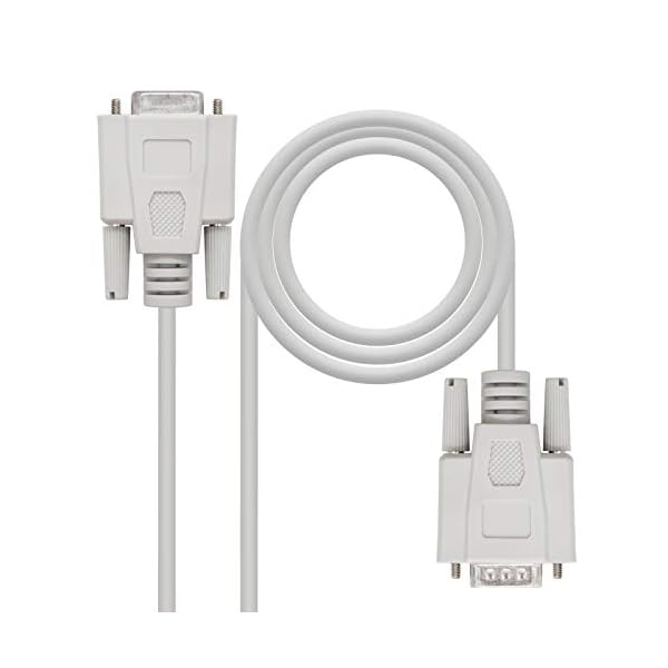NANOCABLE 10.14.0203 - Cable Serie RS232 de Impresora y comunicaciones, DB9/M-DB9/H, Macho-Hembra, Beige, 3mts