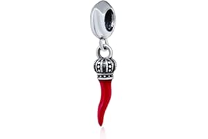 YIRONG JEWELRY JYRRONG Ciondolo in argento Sterling 925 a forma di cornetto rosso, peperoncino, per braccialetti Pandora