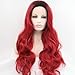 Produktbild Damen Kunsthaar-Perücke mit Spitze vorne, natürliche Wellen, Rot Cosplay Perücke Halloween Perücke Karneval Kostüm Perücke