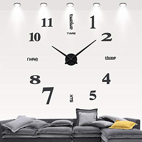 DIY relojes de pared modernos negro Decoración del hogar Pegatinas