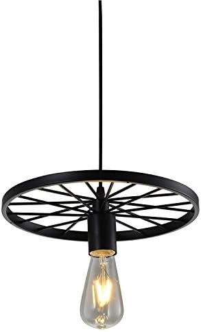 Splink Industrial Pendant Lighting E27 Edison Socket Metal Wagon Wheel Chandeliers Ceiling Hanging Light Fixture for Kitchen Dining Room