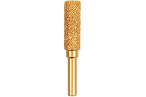 MiJunHD Diamond Brazed Grinding Head 10mm Cylinder Type,6mm Round Handle Coarse Grit Polish Burr Drill Bit for Wood Stone Carving, Metal Sanding, Stainless Steel Deburring, Ceramics Trimming (1Piece)