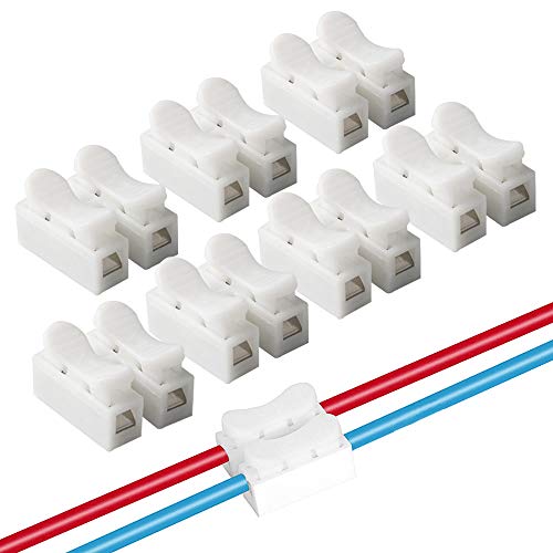 FULARR CH2 Conectores Cable Resorte, Conector Resorte Conector Rápido Kit, Conector de Bloque Terminal de Clamp de Cable Eléctrico, para Conectar Tiras de Luz LED  68Pcs Blanco