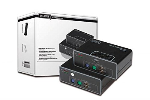 DIGITUS Combo KVM Extender PS/2 + USB, bis 200m über Cat5, max. 1920x1080px (bis 75m) / 1280x1024px (bis 200m), SET (Sendeeinheit + Empfangseinheit), inkl 2x Netzteil