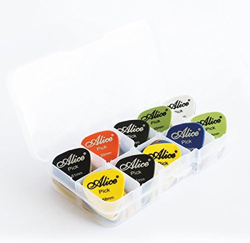 Guitar Picks 100 Pieces Various Colors Different Guages 0.58mm / 0.71mm / 0.81mm / 0.96mm / 1.2mm / 1.5mm for Acoustic and Electric Guitars with A Pick Carry Case