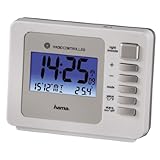Hama DCF Funkwecker Fashion Plus (zwei Weckzeiten, Bewegungssensor, automatische Zeitumstellung, blaue LED Hintergrundbeleuchtung, Thermometer, digitaler Wecker) weiß