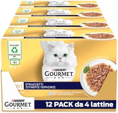 GOURMET Gold Cibo Umido per Gatti Adulti Straccetti con Pesce dell'Oceano e Salmone 48 Buste da 85g