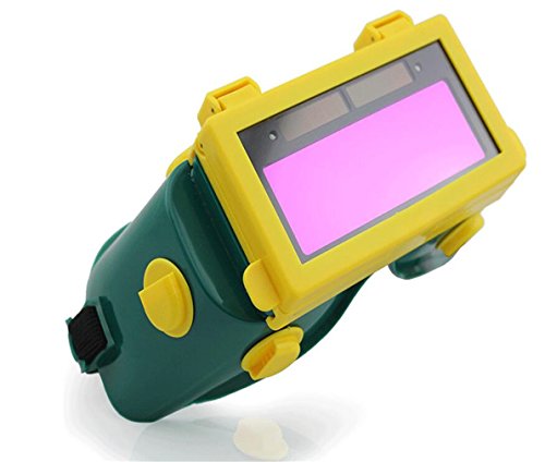 Preisvergleich Produktbild Schweißmaske Solarenergie Vollautomatisches Dimmen Elektrisches Schweißen Farbwechsel Gläser Gelb + Grün