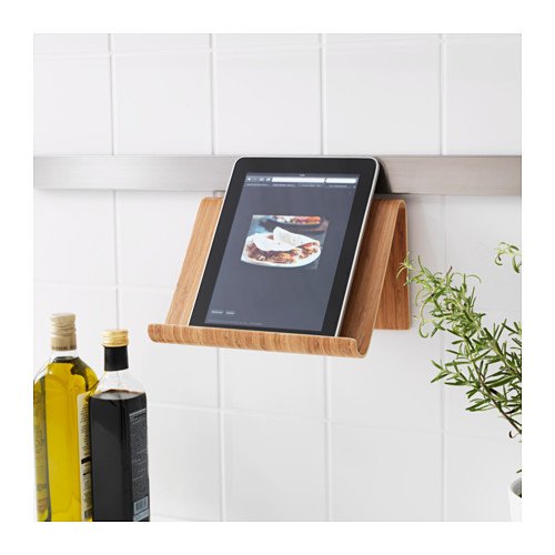 IKEA Tablet-Halter „RIMFORSA“ Ständer aus massivem Bambus ideal als ipad-Halter oder für Koch-Bücher – BxTxH 26x16x17 cm – Massivholz - 2