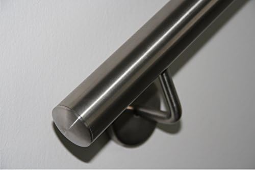 Handrail Stainless Steel 42.4 mm Diameter - V2A (AISI 304) Polished Grain 240 (Satin Finish) with Domed End Cap 1200 mm
