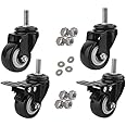 B.K.Jagan and Co 1.5" Caster Wheels Screw Type(THREADED) Pack of 4 (2 with Brakes & 2 Without) PU Swivel Caster Wheel 360 Degree Rotation