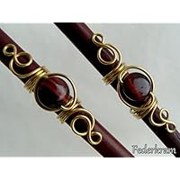 2x rotes Tigerauge Messing Haarperlen, 6mm - 8mm Dreadperlen Großlochperlen