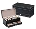 Produktbild iSuperb® Leder Uhrenbox Schmuckkasten 4 Uhren Uhrenkoffer Für Damen Herren Weihnachten Geschenk 22.3x11x10.7cm (Schwarz)
