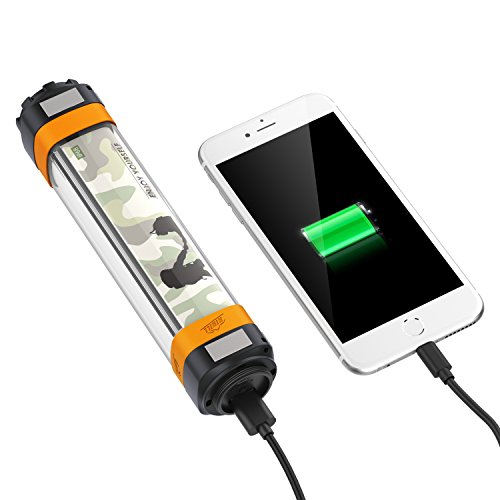 HiHiLL Campinglampe 280lm Ultra Hell mit 4400mAh Powerbank, IP68 Wasserdicht, 7 Lichtmodi, Wiederaufladbare Taschenlampe für Outdoor-Aktivitäten und Alltagsleben (LT-SET2) - 4