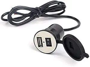 Die Hard prograte usb waterproof mobile charger with voltmeter & wire in-line 10a fuse for 12-24v for bike & scooty hero,honda activa, tvs jupiter,aprilia,suzuki,yamaha,royal enfield- Black