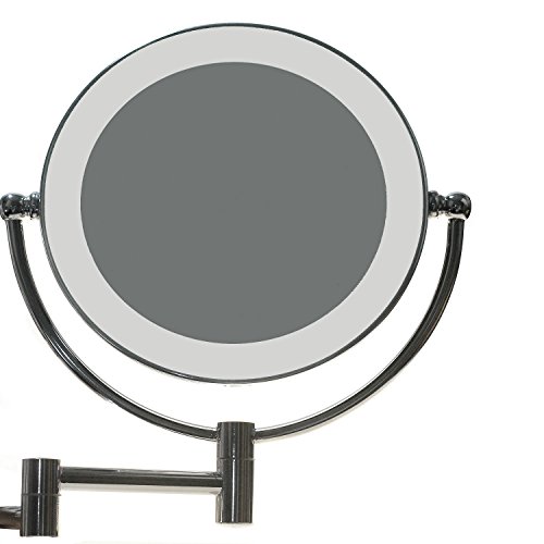 HIMRY® LED Slim KosmetikSpiegel 8,5 Zoll, 10x Vergrößerung, Stufenlos einstellbare Helligkeit, mit EU-Stecker. Wandspiegel, beleuchtedte Kosmetik Spiegel, Make-Up, Rasieren, Badezimmer Spiegel, Spiegel 360 ° drehbar, verstellbare Arm, doppelseitigen Standard und 10 Fach Vergrößerung, KXD3130-10x - 5