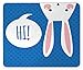 Produktbild vbndgfhjd Rabbit Mouse Pad by, White Bunny Head Upside Down Speech Bubble Hi Print Blue Background, Standard Size Rectangle Non-Slip Rubber Mousepad, Azure Blue Blush Magenta