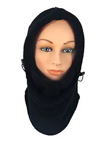 Genric Unisex Polar Fleece Hooded Face Mask/Wind Protector (Black)