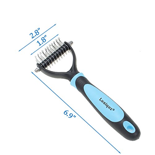 Luniquz-Dog-Dematting-Brush-Pet-Hair-Comb-Grooming-Knots-Matts-Rake-Remover-Double-sided-Teeth-of-Stainless-Steel-Ergonomic-Anti-skid-Handle