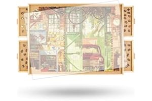 TRUWHEELZ 1000 Stück Rotierende Puzzle Board mit Schubladen, 76.6 x 57 cm – Portable Holz Puzzle Tisch für Erwachsene, Lazy Susan Spinning,Geburtstagsgeschenk für Mama & Oma