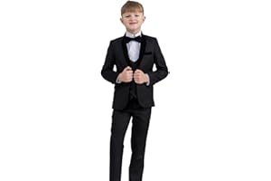Milano Mayfair, Boys Black Tuxedo Suit with Velvet Lapel, Boys Wedding Page Boy Party Prom Suit, 12-18m to 14 Years