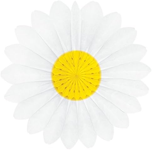 Paper Fantasies - Tissue Paper Fan Decoration 67cm - White and Yellow #7174-041