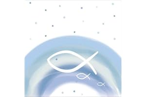 SERVIETTEN KONFIRMATION - KOMMUNION Servietten Konfirmation 20 Servietten Fische auf Regenbogen blau als Tischdeko zur Taufe, Kommunion und Konfirmation 33x33cm