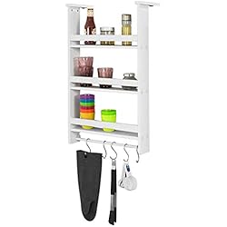 SoBuy® FRG150-W Étagère à suspendre pour réfrigérateur avec ventouses Étagère à épices en bois 3 étagères - Blanc