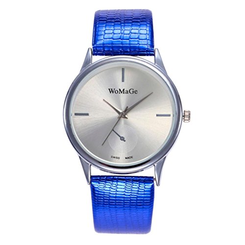 Simple Style Leather Belt Casual Rough Time Sense Watches Alloy Analog Quartz Wrist Watches for Women Girls (Blue)