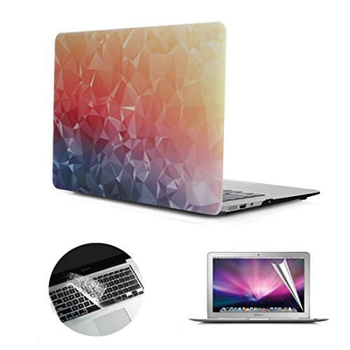 Se7enline Sanfte Schutzschale, Kunststoff, mit schwarzem Tastaturschutz aus Silikon und transparenter Displayschutzfolie, Design: schwarze Kreise, für Macbook