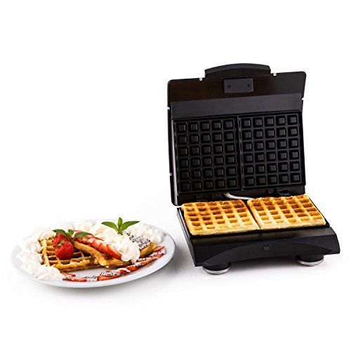 Klarstein Waffle Buddy Waffelmaker Doppel Waffeleisen für belgische Waffeln (700W, 2 Heizflächen, antihaft, hochwertige Antihaftbeschichtung, Edelstahl) silber