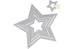 Sizzix Framelits Fustelle Set di 5 Pezzi, Stelle, ‎Bianco, 25.4 x 15.88 x 0.64 cm