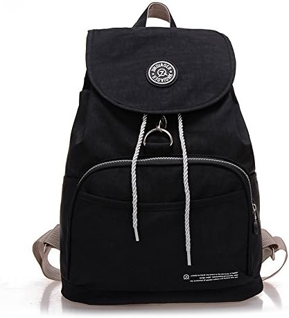 Nameblue Womens Men Lightweight Nylon Backpack SchoolBag Laptop Waterproof Backpack Rucksack Travel Casual Daypack 511-black