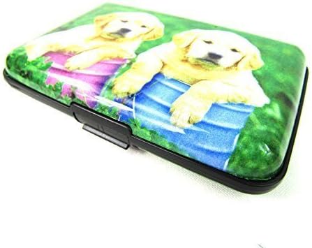 ALUMINIUM CREDIT CARD WALLET HOLDER RFID BLOCKING IN 4 PATTERNS (Puppies)