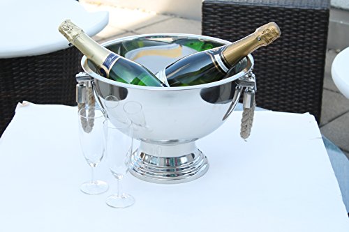 Premium Sektkühler mit handlichen Griffen – Polierter Edelstahl – Champagner Behälter – Wein Schale mit Ständer | Fuß - 2