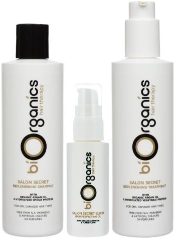 Award Winning - biOrganics - Salon Secret, Argan Oil Hair Repair Shampoo, Treatment &amp; Elixir - Gift Set