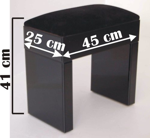 MY-Furniture Venezianischer verspiegelter Schminktisch/Konsole mit schwarzem Hochglanzspiegel + Dreifach klappbarer Frisierspiegel + Hocker - 7