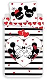 Disney Minnie et Mickey Stripes Parure de Lit - Housse de Couette Coton