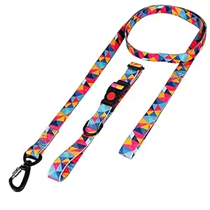 BLACK DOG Premium Adjustable Printed Nylon Collar and Leash Set for Dogs & Puppies, Suitable for 5-16kg for Adult Medium Dogs (Size - 20mm Medium)