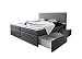 Produktbild Wohnen-Luxus Boxspringbett 140x200 mit Bettkasten Grau Stoff Hotelbett Polsterbett Matratze Modell Roma (140 x 200)