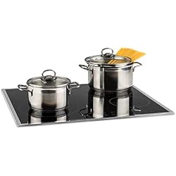 KLARSTEIN Virtuosa Slide - Plaque de Cuisson, Encastrable, 4 Feux Donc 2 Flex, Vitrocéramique, Encadrement INOX, 9 Niveaux, Entretien Facile, Extinction Automatique, 6600 W